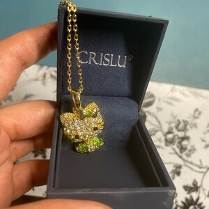 Gold and Green Hello Kitty Pendant Necklace